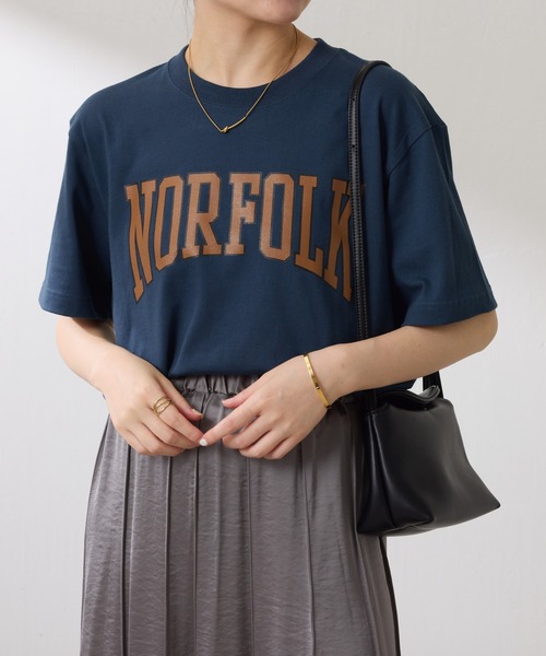 COLLAGE GALLARDAGALANTE(コラージュガリャルダガランテ)の「【OT】NOR FOLK半袖ロゴT(Tシャツ/カットソー・レディース・ネイビー/サンドベージュ・FREE)」の15枚目の写真