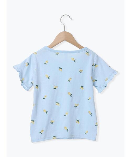 Samansa Mos2 Lagom（サマンサモスモスラーゴム）の「◎レモン刺繍袖フリルTシャツ（Tシャツ/カットソー・キッズ・オフホワイト/サックスブルー・110/120/130/95/100）」の4枚目の写真