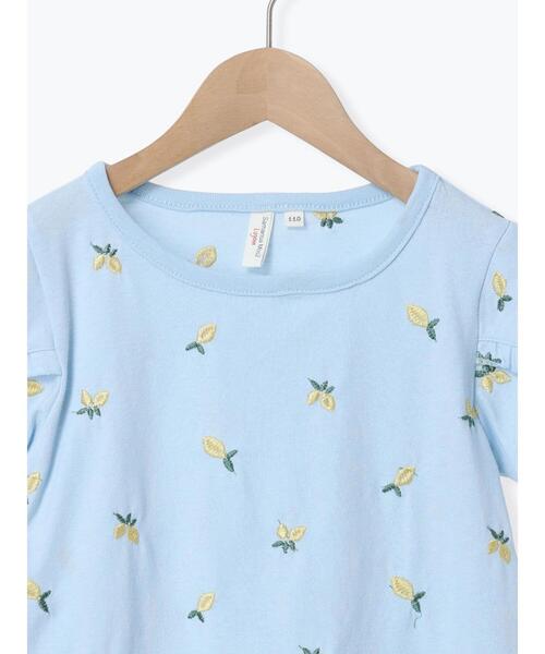 Samansa Mos2 Lagom（サマンサモスモスラーゴム）の「◎レモン刺繍袖フリルTシャツ（Tシャツ/カットソー・キッズ・オフホワイト/サックスブルー・110/120/130/95/100）」の5枚目の写真