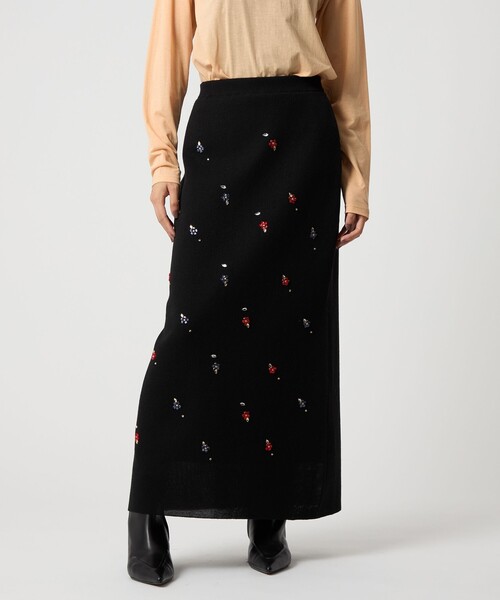 EMMEL REFINES（エメルリファインズ）の「＜EMMEL REFINES＞EM フラワービジュー ニット スカート（スカート・レディース・ブラック/ベージュ・S/M）」の7枚目の写真