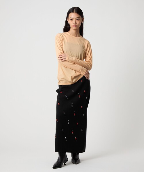 EMMEL REFINES（エメルリファインズ）の「＜EMMEL REFINES＞EM フラワービジュー ニット スカート（スカート・レディース・ブラック/ベージュ・S/M）」の12枚目の写真
