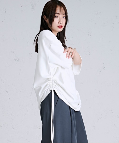 Ellno Loset（エルノロゼット）の「サイドドロストポンチTシャツ（Tシャツ/カットソー・メンズ・オフホワイト/ブラック/ブルー・MEDIUM/SMALL/LARGE）」の5枚目の写真