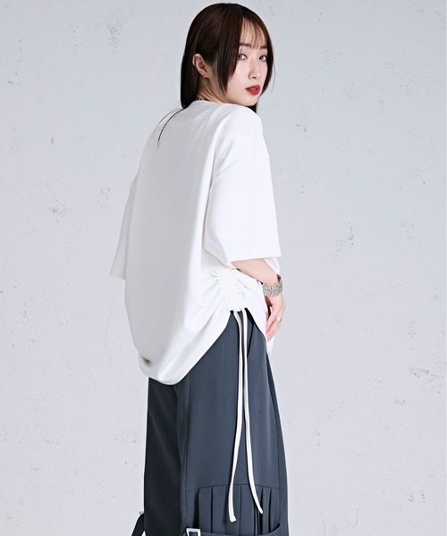 Ellno Loset（エルノロゼット）の「サイドドロストポンチTシャツ（Tシャツ/カットソー・メンズ・オフホワイト/ブラック/ブルー・MEDIUM/SMALL/LARGE）」の6枚目の写真