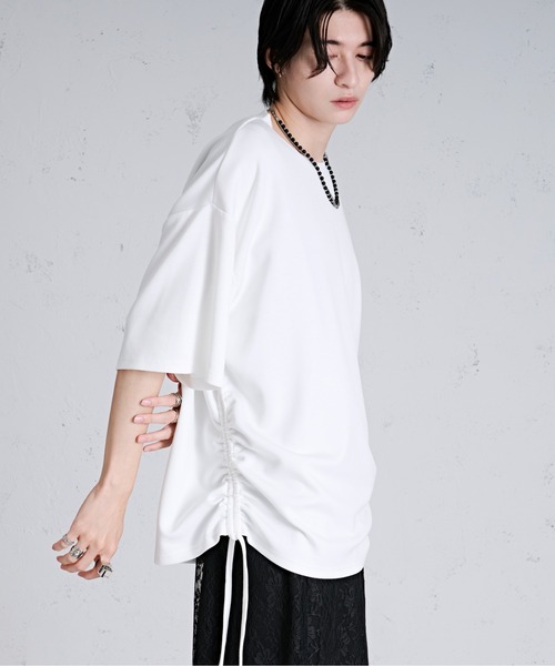 Ellno Loset（エルノロゼット）の「サイドドロストポンチTシャツ（Tシャツ/カットソー・メンズ・オフホワイト/ブラック/ブルー・MEDIUM/SMALL/LARGE）」の14枚目の写真