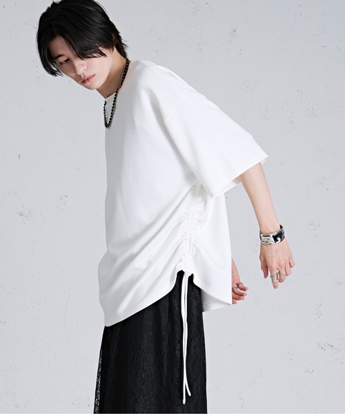 Ellno Loset（エルノロゼット）の「サイドドロストポンチTシャツ（Tシャツ/カットソー・メンズ・オフホワイト/ブラック/ブルー・MEDIUM/SMALL/LARGE）」の18枚目の写真