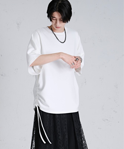 Ellno Loset（エルノロゼット）の「サイドドロストポンチTシャツ（Tシャツ/カットソー・メンズ・オフホワイト/ブラック/ブルー・MEDIUM/SMALL/LARGE）」の19枚目の写真