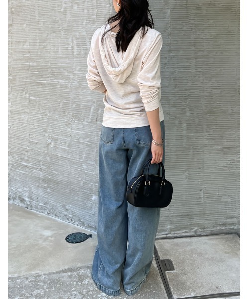 Re:EDIT（リエディ）の「[UVカット][大きいサイズ有]天竺フード付[UVカット][大きいサイズ有]天竺フード付きパーカーきパーカー（パーカー・レディース・杢グレー/オフホワイト/ネイビー/ブラック/ライトベージュ・SMALL/MEDIUM/LARGE/X-LARGE/XX-LARGE）」の20枚目の写真