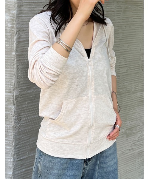 Re:EDIT（リエディ）の「[UVカット][大きいサイズ有]天竺フード付[UVカット][大きいサイズ有]天竺フード付きパーカーきパーカー（パーカー・レディース・杢グレー/オフホワイト/ネイビー/ブラック/ライトベージュ・SMALL/MEDIUM/LARGE/X-LARGE/XX-LARGE）」の18枚目の写真