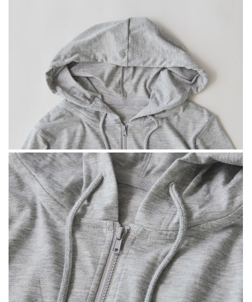 Re:EDIT（リエディ）の「[UVカット][大きいサイズ有]天竺フード付[UVカット][大きいサイズ有]天竺フード付きパーカーきパーカー（パーカー・レディース・杢グレー/オフホワイト/ネイビー/ブラック/ライトベージュ・SMALL/MEDIUM/LARGE/X-LARGE/XX-LARGE）」の13枚目の写真