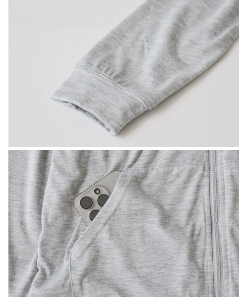 Re:EDIT（リエディ）の「[UVカット][大きいサイズ有]天竺フード付[UVカット][大きいサイズ有]天竺フード付きパーカーきパーカー（パーカー・レディース・杢グレー/オフホワイト/ネイビー/ブラック/ライトベージュ・SMALL/MEDIUM/LARGE/X-LARGE/XX-LARGE）」の12枚目の写真