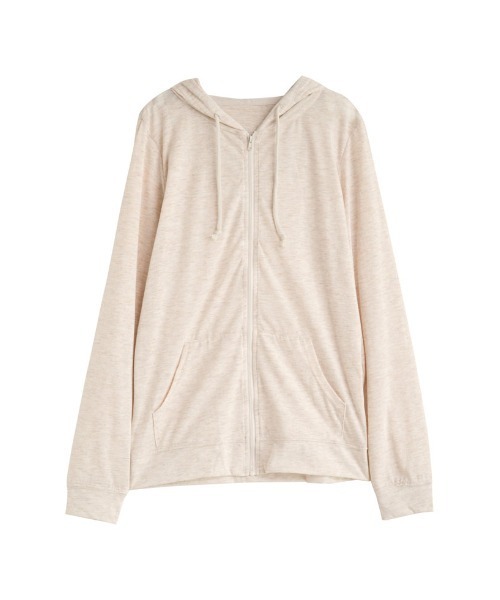 Re:EDIT（リエディ）の「[UVカット][大きいサイズ有]天竺フード付[UVカット][大きいサイズ有]天竺フード付きパーカーきパーカー（パーカー・レディース・杢グレー/オフホワイト/ネイビー/ブラック/ライトベージュ・SMALL/MEDIUM/LARGE/X-LARGE/XX-LARGE）」の7枚目の写真