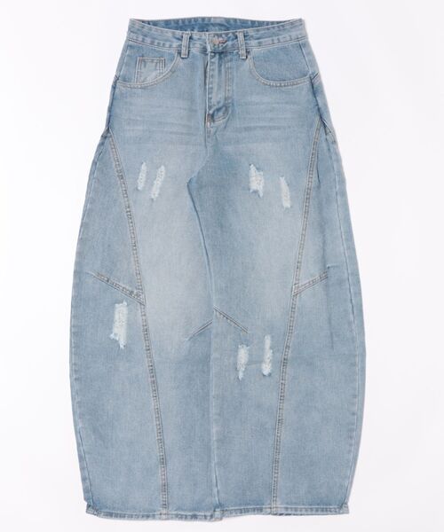 HOOK（フック）の「クラッシュ加工ワイドカーブデニムパンツ　ダメージ加工（デニムパンツ・メンズ・ネイビー/ライトブルー・SMALL/MEDIUM/LARGE）」の21枚目の写真