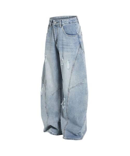 デニム ワイドパンツ ダメージ加工 FREAK'S STORE ジーンズ FREAK'S STORE/フリークスストア ワイド