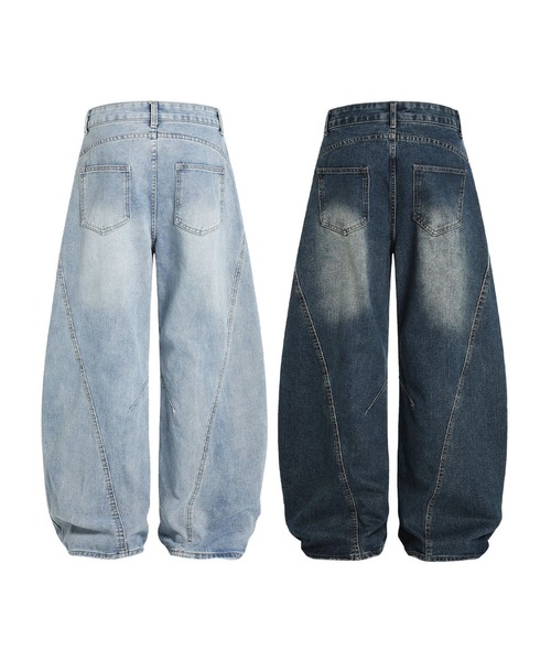 クラッシュデニム ワイドパンツ ダメージ加工 ジーンズ c077 Java ジーンズ デニム デニムパンツ 「Javaジャバコラボ」主役を