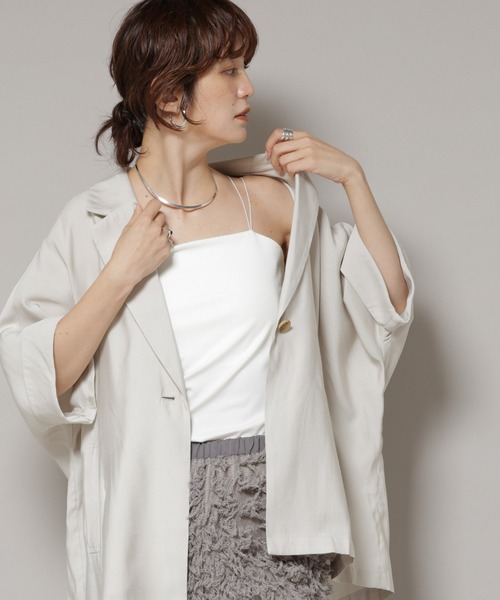 NANO universe（ナノユニバース）の「ストレッチポンチカップ付きベアトップキャミソール（キャミソール・レディース・ホワイト・S/M）」の5枚目の写真