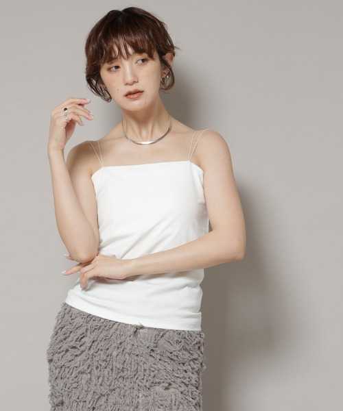 NANO universe（ナノユニバース）の「ストレッチポンチカップ付きベアトップキャミソール（キャミソール・レディース・ホワイト・S/M）」の2枚目の写真