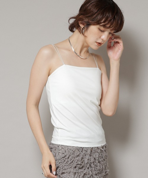 NANO universe（ナノユニバース）の「ストレッチポンチカップ付きベアトップキャミソール（キャミソール・レディース・ホワイト・S/M）」の3枚目の写真