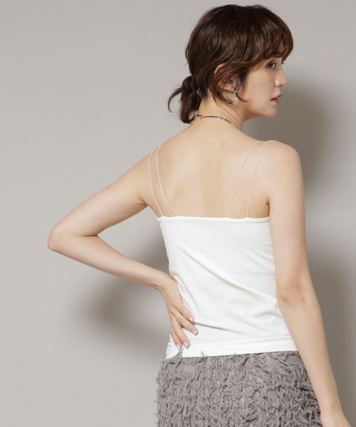 NANO universe（ナノユニバース）の「ストレッチポンチカップ付きベアトップキャミソール（キャミソール・レディース・ホワイト・S/M）」の4枚目の写真