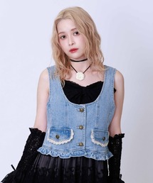axes femme | プチフリルデニムベスト(ベスト)