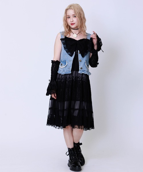 axes femme（アクシーズファム）の「プチフリルデニムベスト（ベスト・レディース・グレー/ケミカルウォッシュ・FREE）」の10枚目の写真