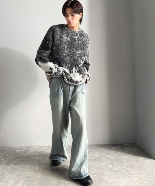 Java(ジャバ)の「《JaVaジャバコラボ》視線を釘付け。アブストラクト柄ニットプルオーバー(長袖)(ニット/セーター・メンズ・チャコール/グレー・MEDIUM/LARGE/X-LARGE)」の8枚目の写真