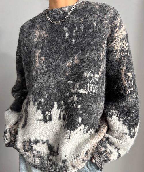 Java(ジャバ)の「《JaVaジャバコラボ》視線を釘付け。アブストラクト柄ニットプルオーバー(長袖)(ニット/セーター・メンズ・チャコール/グレー・MEDIUM/LARGE/X-LARGE)」の11枚目の写真