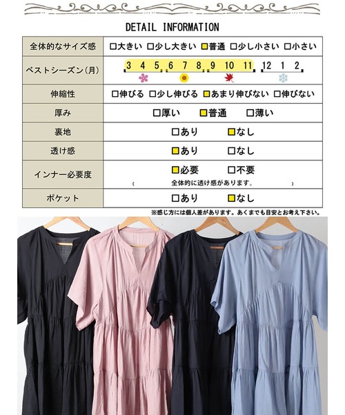 GOLDJAPAN(ゴールドジャパン)の「ティアードワッシャーミニワンピース【大きいサイズ対応】(ワンピース・レディース・ブラック/ピンク/ネイビー/ブルー・LL/3L/4L/5L)」の6枚目の写真