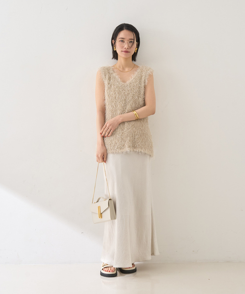 Rouge vif Anna（ルージュヴィフアンナ）の「コンビフェザーニットベスト（ニット/セーター・レディース・アイボリー/ベージュ・フリー）」の14枚目の写真