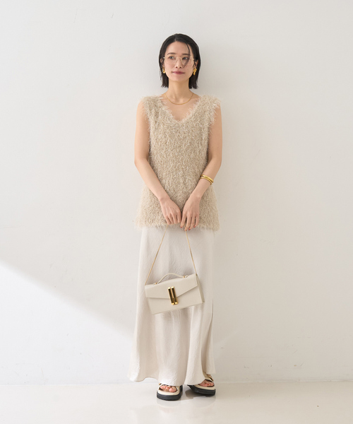 Rouge vif Anna（ルージュヴィフアンナ）の「コンビフェザーニットベスト（ニット/セーター・レディース・アイボリー/ベージュ・フリー）」の15枚目の写真