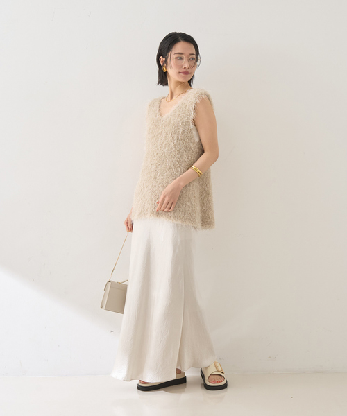 Rouge vif Anna（ルージュヴィフアンナ）の「コンビフェザーニットベスト（ニット/セーター・レディース・アイボリー/ベージュ・フリー）」の16枚目の写真