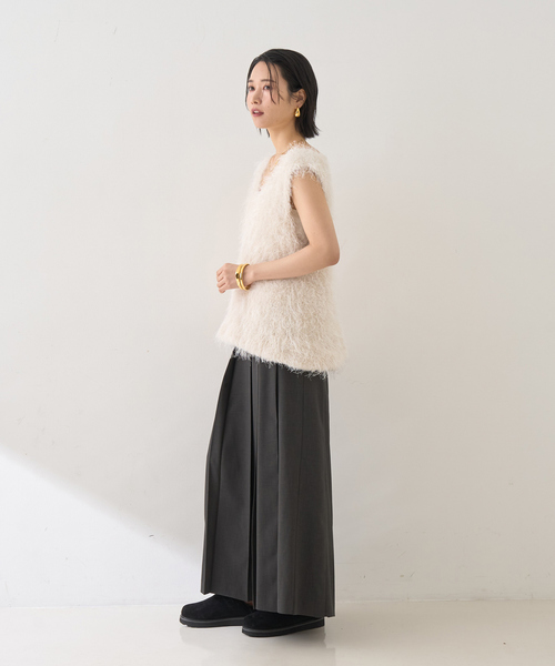 Rouge vif Anna（ルージュヴィフアンナ）の「コンビフェザーニットベスト（ニット/セーター・レディース・アイボリー/ベージュ・フリー）」の22枚目の写真