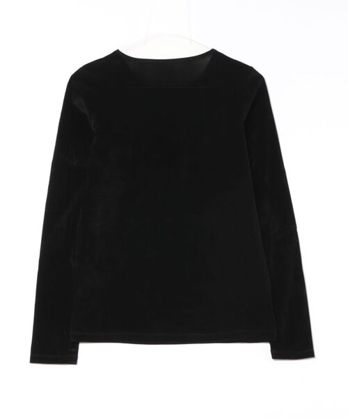 UNDOVE（アンドゥーブ）の「UNDOVE　ベロア風フロッキ－シアートップス　(シアー/薄手/春服)（Tシャツ/カットソー・レディース・ライトグレー/ブラック・MEDIUM/LARGE/X-LARGE）」の3枚目の写真