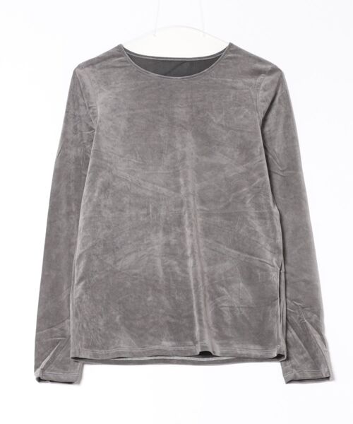 UNDOVE（アンドゥーブ）の「UNDOVE　ベロア風フロッキ－シアートップス　(シアー/薄手/春服)（Tシャツ/カットソー・レディース・ライトグレー/ブラック・MEDIUM/LARGE/X-LARGE）」の10枚目の写真