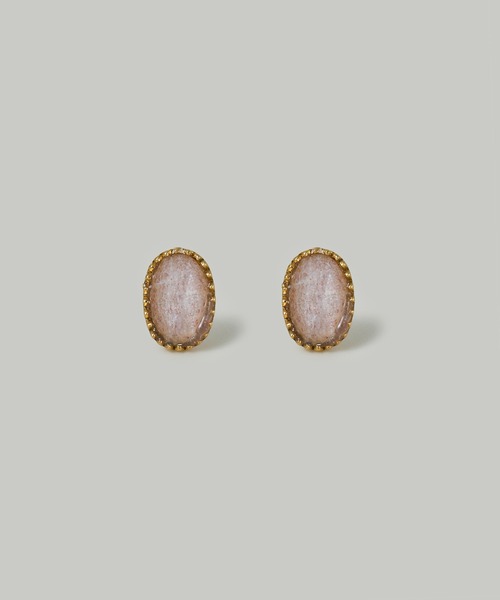 Jolie Toujours(ジョリトゥジュール)の「【汗や水に強い】〈ステンレス〉カラーストーンオーバルピアス(ピアス(両耳用)・レディース・ピンクベージュ/グリーン/ホワイト・FREE)」の3枚目の写真