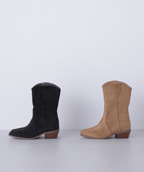 NATURAL BEAUTY BASIC（ナチュラルビューティーベーシック）の「◇ソフトウエスタンブーツ（ブーツ・レディース・ブラック/ベージュ・MEDIUM/LARGE）」の3枚目の写真