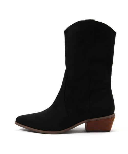 NATURAL BEAUTY BASIC（ナチュラルビューティーベーシック）の「◇ソフトウエスタンブーツ（ブーツ・レディース・ブラック/ベージュ・MEDIUM/LARGE）」の4枚目の写真