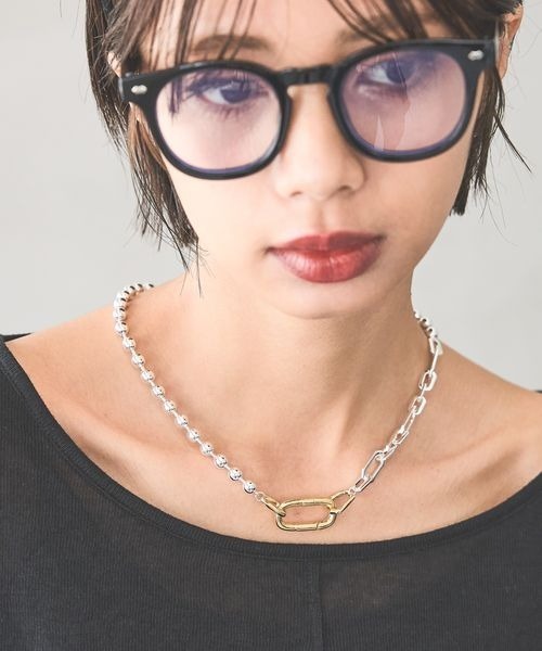 PAGEBOY(ページボーイ)の「BIGリンクチェーンネックレス(ネックレス・レディース・シルバー/ブラック・FREE)」の5枚目の写真