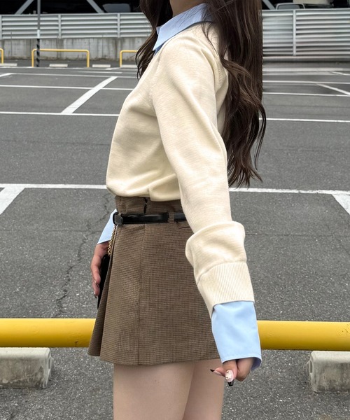 junoah（ジュノア）の「襟付きVネックニット（ニット/セーター・レディース・アイボリー/ネイビー/チャコール/ブラウン/グレー・LARGE/MEDIUM）」の9枚目の写真
