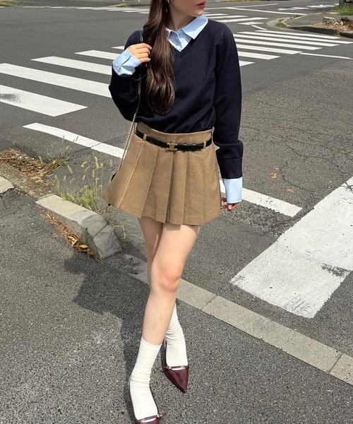 junoah（ジュノア）の「襟付きVネックニット（ニット/セーター・レディース・アイボリー/ネイビー/チャコール/ブラウン/グレー・LARGE/MEDIUM）」の12枚目の写真