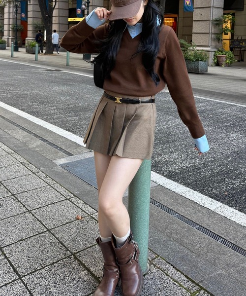 junoah（ジュノア）の「襟付きVネックニット（ニット/セーター・レディース・アイボリー/ネイビー/チャコール/ブラウン/グレー・LARGE/MEDIUM）」の19枚目の写真