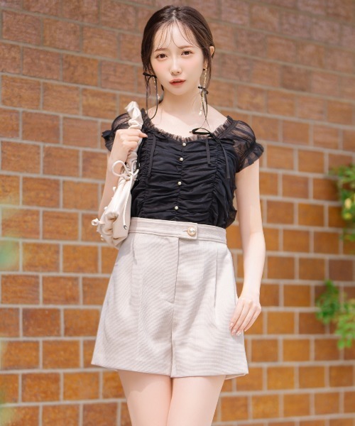 WILLSELECTION(ウィルセレクション)の「チュールギャザートップス(シャツ/ブラウス・レディース・ピンク/ダークブラウン/ブラック/オフホワイト・FREE)」の15枚目の写真