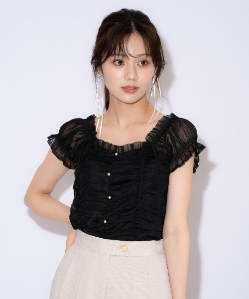 WILLSELECTION(ウィルセレクション)の「チュールギャザートップス(シャツ/ブラウス・レディース・ピンク/ダークブラウン/ブラック/オフホワイト・FREE)」の17枚目の写真