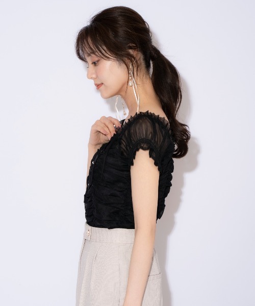 WILLSELECTION(ウィルセレクション)の「チュールギャザートップス(シャツ/ブラウス・レディース・ピンク/ダークブラウン/ブラック/オフホワイト・FREE)」の19枚目の写真