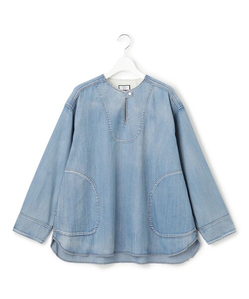 J.PRESS YORK STREET（ジェイプレスヨークストリート）の「【WOMEN】ダンガリーデニム ブラウス（シャツ/ブラウス・レディース・ダルブルー系/ネイビー系・F）」の4枚目の写真