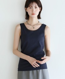大人顔チュールリブタンクトップ