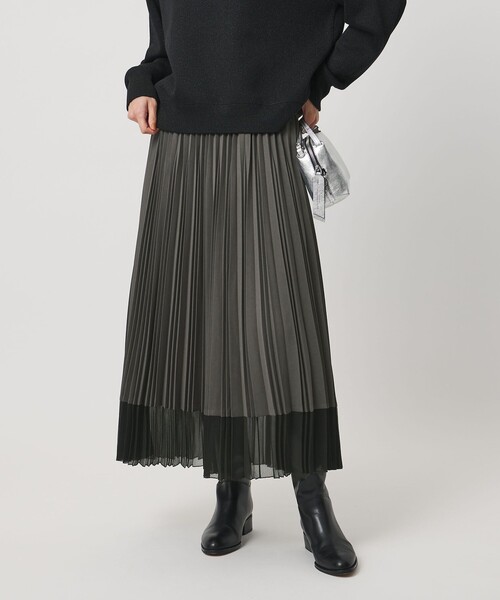 UNITED ARROWS（ユナイテッドアローズ）の「シアー コンビ プリーツ スカート（スカート・レディース・オフホワイト/ダークグレー/ブラック・36/38）」の3枚目の写真