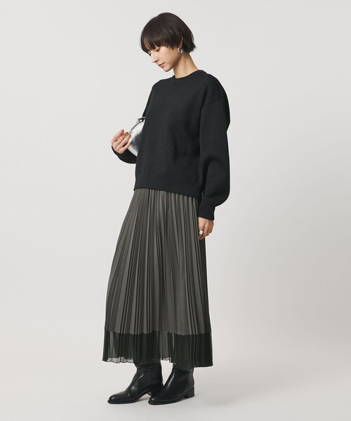 UNITED ARROWS（ユナイテッドアローズ）の「シアー コンビ プリーツ スカート（スカート・レディース・オフホワイト/ダークグレー/ブラック・36/38）」の4枚目の写真