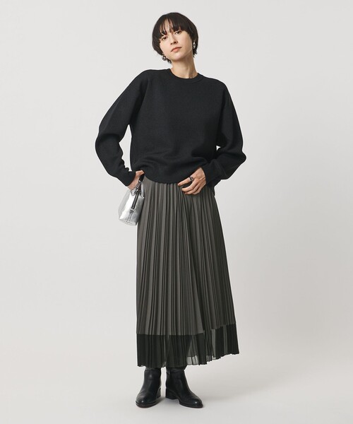 UNITED ARROWS（ユナイテッドアローズ）の「シアー コンビ プリーツ スカート（スカート・レディース・オフホワイト/ダークグレー/ブラック・36/38）」の5枚目の写真