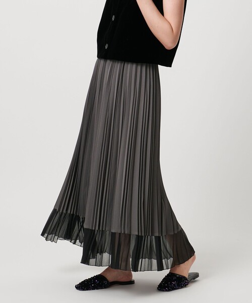 UNITED ARROWS（ユナイテッドアローズ）の「シアー コンビ プリーツ スカート（スカート・レディース・オフホワイト/ダークグレー/ブラック・36/38）」の6枚目の写真