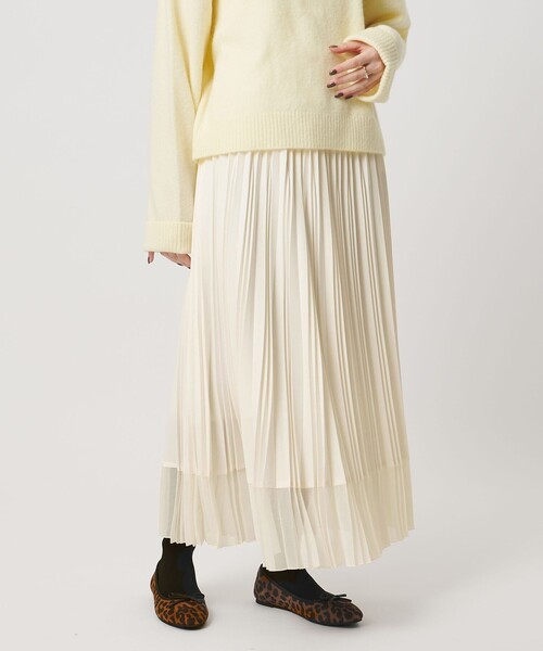 UNITED ARROWS（ユナイテッドアローズ）の「シアー コンビ プリーツ スカート（スカート・レディース・オフホワイト/ダークグレー/ブラック・36/38）」の8枚目の写真